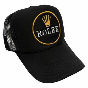 NEW VINTAGE STYLE ROLEX CROWN BLACK TRUCKER HAT CAP ADULT S…